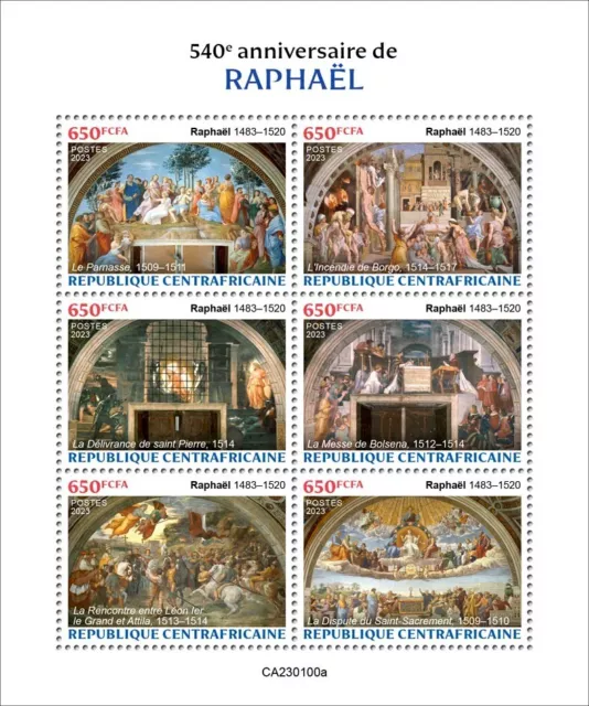 Raphael Paintings Art MNH Stamps 2023 Central African Republic M/S