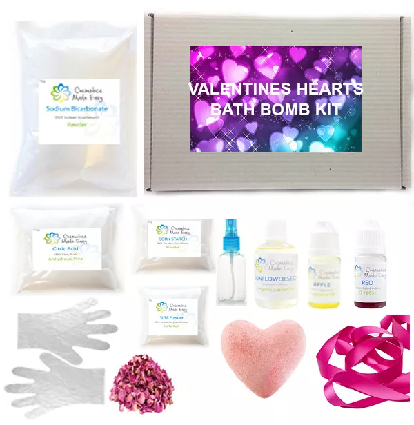 Vanilla Fragrance - Heart Shaped Bath Bomb Making DIY Craft Kit Makes 8 x 80g