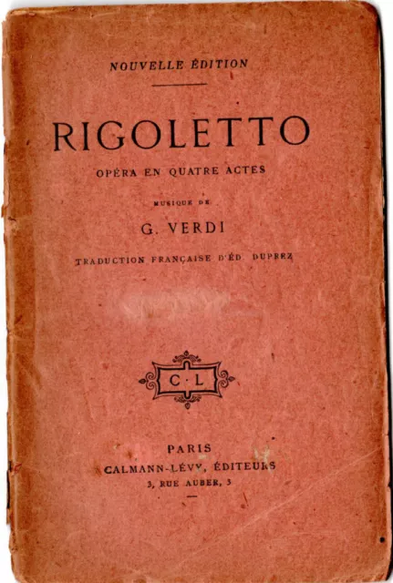 TRES ANCIEN LIVRET D'OPERA " RIGOLETTO " de VERDI