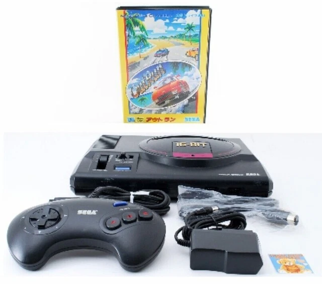 Sega Genesis Mega Drive MD Console HAA-2510 Black w/Out Run Set Tested Japan JP