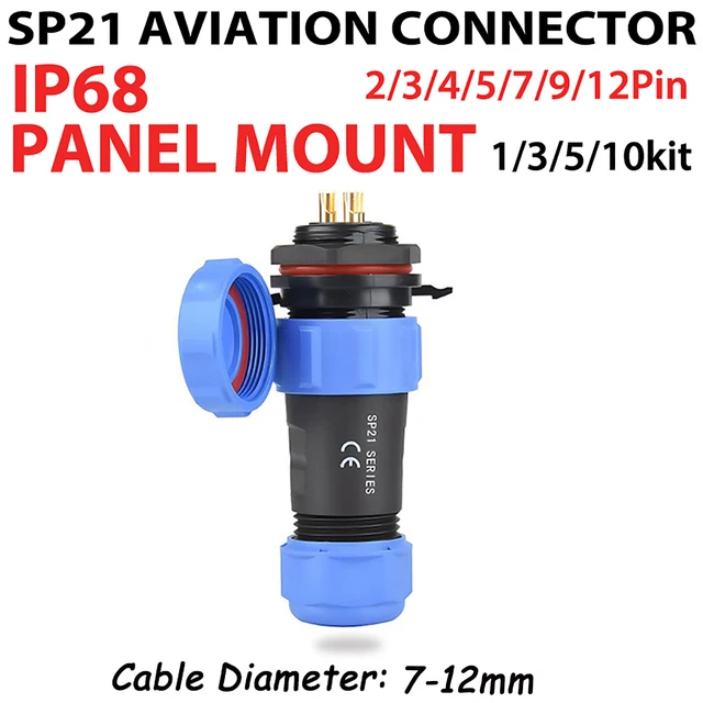 Sp21 SP21 WATERPROOF CONNECTOR Panel Mount Circular IP68 Plug Flange Socket ...