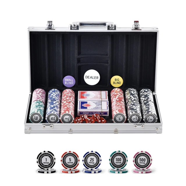 CCLIFE Jeu de Jetons de Poker, 300/360/500/600 Jetons de Poker de Casino avec Boîtier en Aluminium, 2 Paires de Cartes à Jouer, 5 dés, 3 DEALER, Size:C 360PCS-Avec des autocollants CCLIFE Jeu de Jetons de Poker, 300/360/500/600 Jetons de Poker de Casino avec Boîtier en Aluminium, 2 Paires de Cartes à Jouer, 5 dés, 3 DEALER, Size:C 360PCS-Avec des autocollants