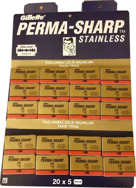 100 Permasharp double edge razor blades