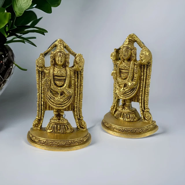 Brass Deity Balaji Idol 4 Inch Venkateswara Statue, Pooja, Lord Shri Tirupati Ba