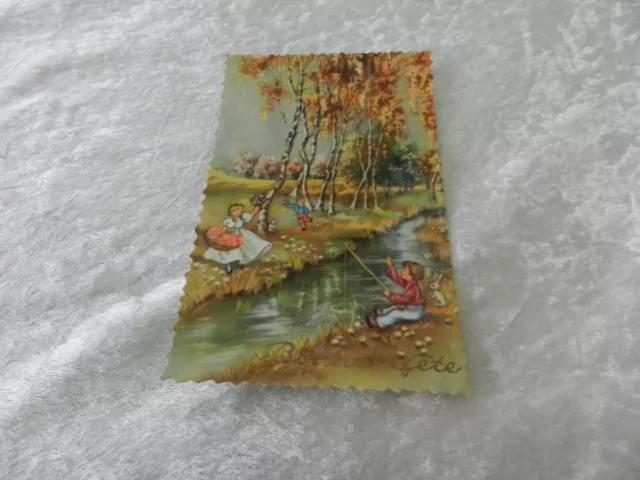 CPSM Happy Holiday Postcard / Fishing Scene / River