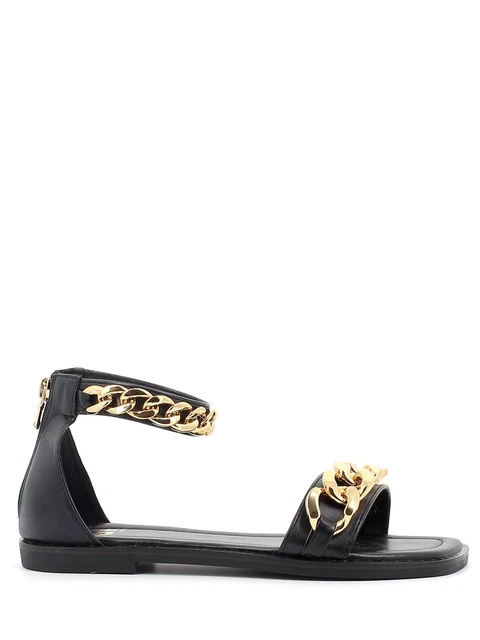 Gold&Gold Sandali bassi con catene e cerniera posteriore