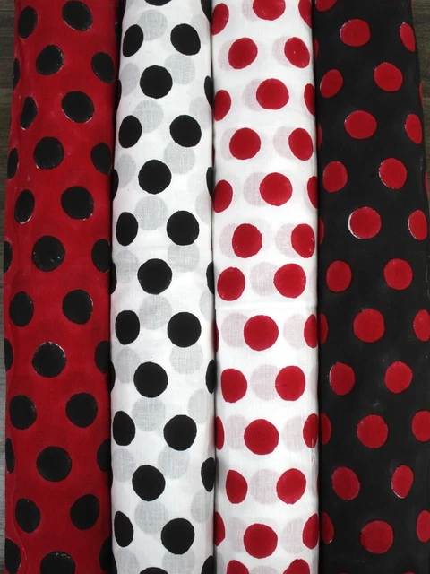 Indien Coton Main Bloc à Pois Tissu Imprimé Robe Faisant Artisanat Course Loose