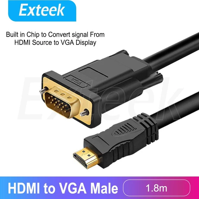 HDMI Male to VGA Male Cable Monitor Lead Full HD 1080P Converter Laptop Adapter