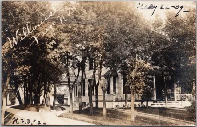 FARGO, North Dakota RPPC Real Photo Postcard "Willows" House View / 1909 Cancel