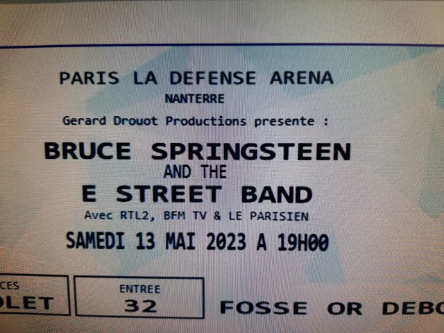 2 places fosse or concert bruce springsteen paris la defense 13 mai 2023