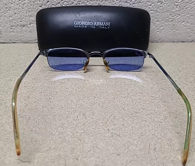 GIORGIO ARMANI RIMLESS Rectangle Unisex Sunglasses Ultralight Blue Tint ...