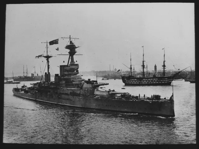 HMS ROYAL OAK & HMS VICTORY 1925 Magic Lantern Slide PHOTOGRAPH ROYAL NAVY