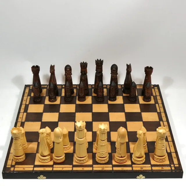 Hochwertige, alte, große Schachfiguren geschnitzt vintage Schach Schachspiel