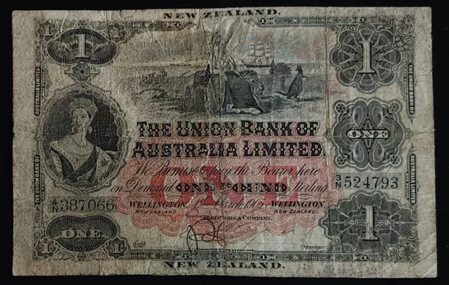 New Zealand (Union Bank of Australia Ltd.) - 1 Pound (1905) VG *Rare*