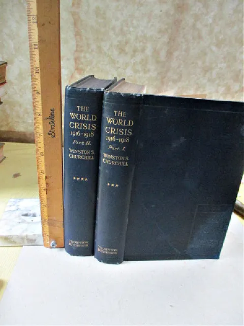 2 Vols. The WORLD CRISIS, Winston CHURCHILL, 1916-18, Many Maps, 1st ED.