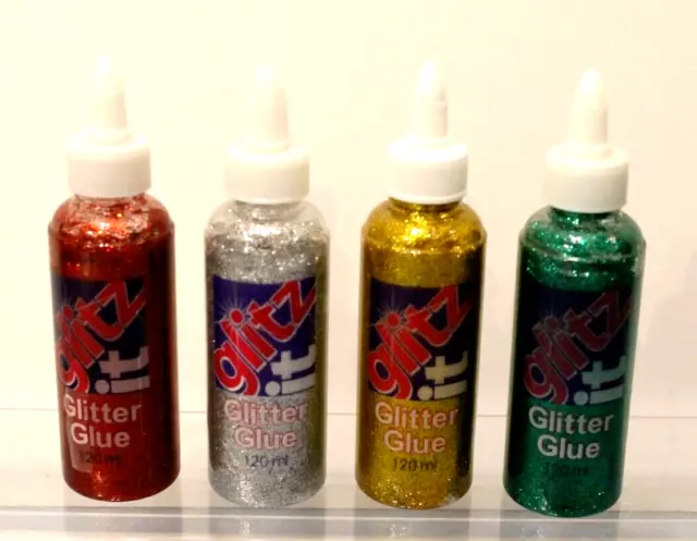 4 ollas de pegamento Docrafts Glitz It brillo botella 120 ml * oro plata rojo verde