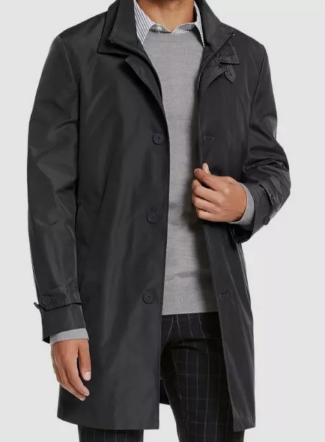 $395 Calvin Klein Men's Gray Stand-Collar Munson Raincoat Coat Jacket Size 42L