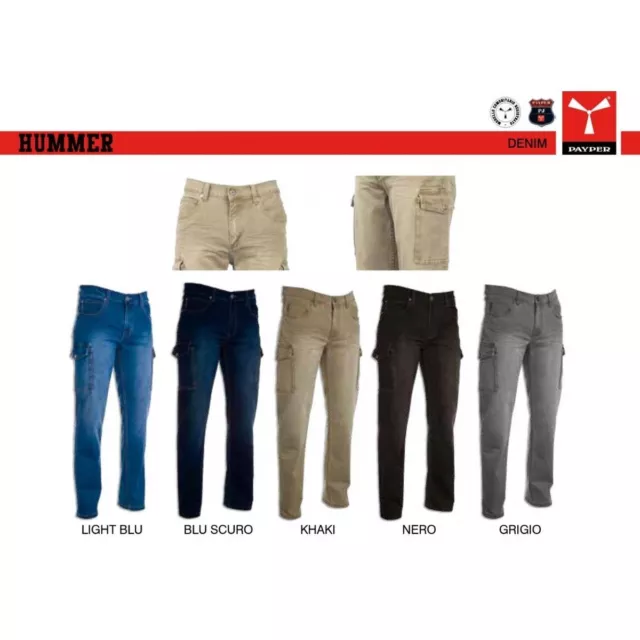 Payper HUMMER Pantalone da Uomo Jeans Denim Tasche Laterali Effetto Consumato