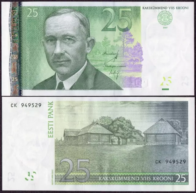 ESTONIA 25 Krooni Banknote 2007 P87  UNC