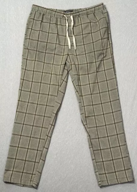 Forever 21 Tartan Brown Plaid Drawstring Pants Men's Size XL