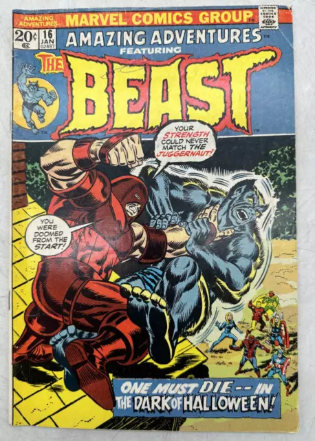 Amazing Adventures #16 Beast vs Juggernaut Marvel Comics 1973 VG