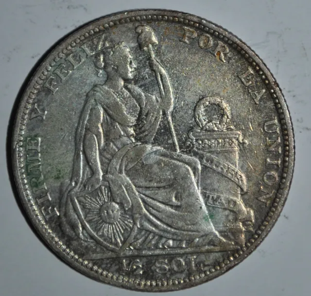 1923 PERU 1/2 SOL  Silver {{{{6714