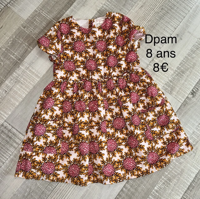 Dpam 8 Ans Fille :  Robe Velours Fleurie Hiver