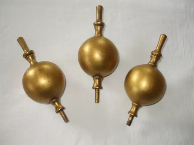 3 Wooden Gilded Gold Longcase Clock Finials