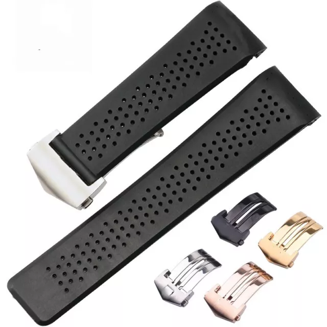 Rubber Silicone Watch Strap Band mens Breathable Waterproof 22/24 Fit TAG Heuer