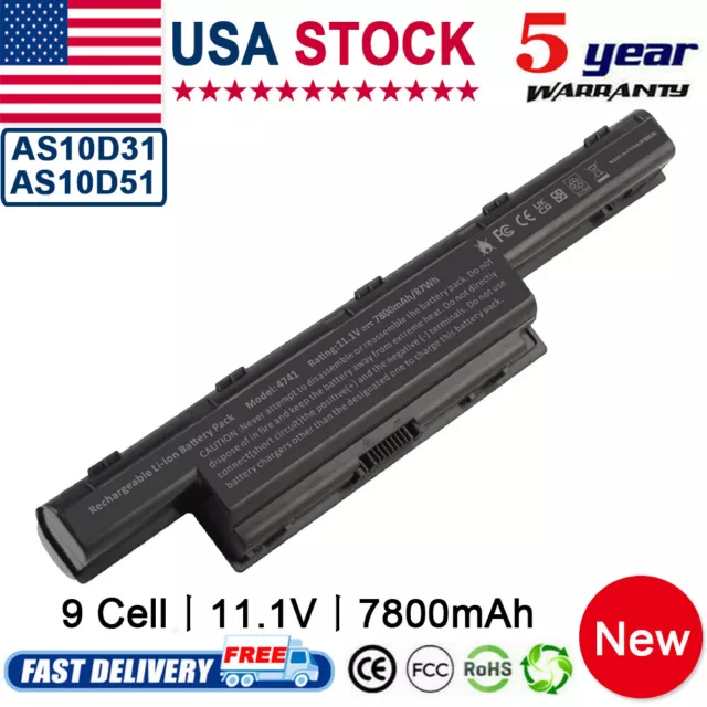 9 Cells Battery for Acer Aspire 4743G 4551 4741 5741 5750 7750 5733Z 5742 7551