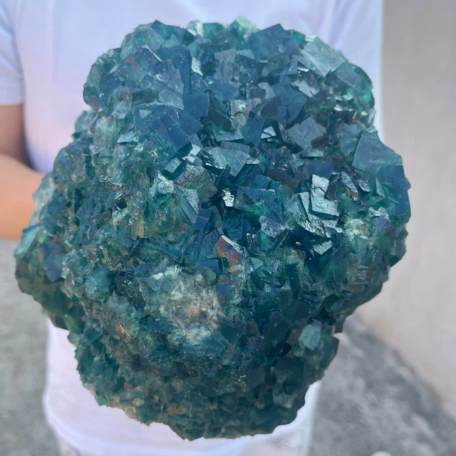 14.1lb Large NATURAL Green Cube FLUORITE Quartz Crystal Cluster Mineral Specimen
