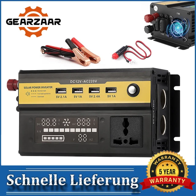 5000W Reiner Sinus-Spannungswandler Wechselrichter 12V 230V mit Euro Steckdosen