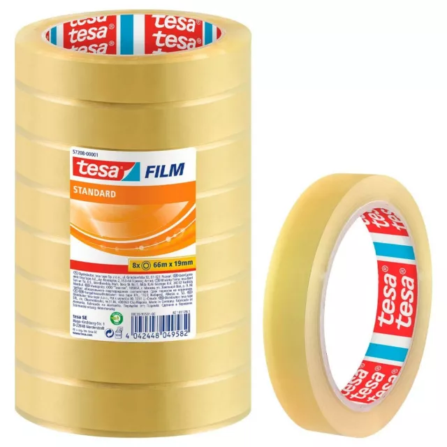 tesa FILM Klebefilm transparent 19,0 mm x 66,0 m - 8 Rollen tesafilm