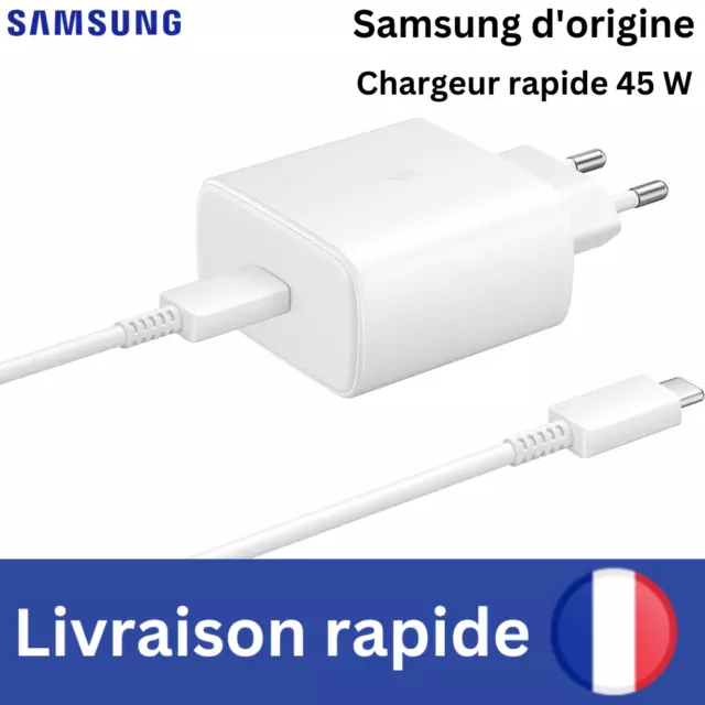 Chargeur mural ultra rapide d'origine Samsung avec câble 3.0 45W S20-S23 Ultra