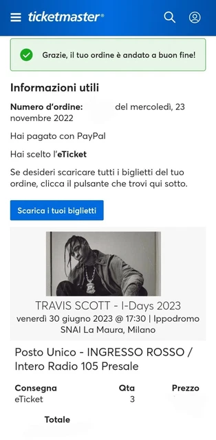 Biglietti Travis Scott - I-Days 2023	Ippodromo SNAI La Maura, Milano