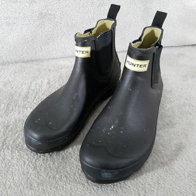 Hunter Boots Womens 9 Matte Black Chelsea Slip On Waterproof Rain WFS2003RMA