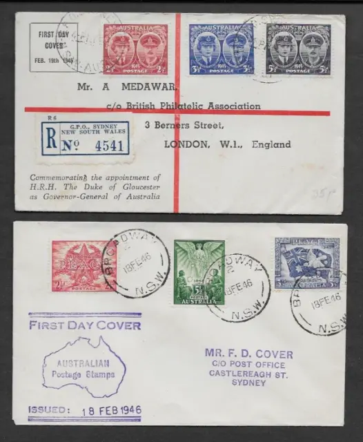 Australia 1945/46 FDC Stamps x2 NH