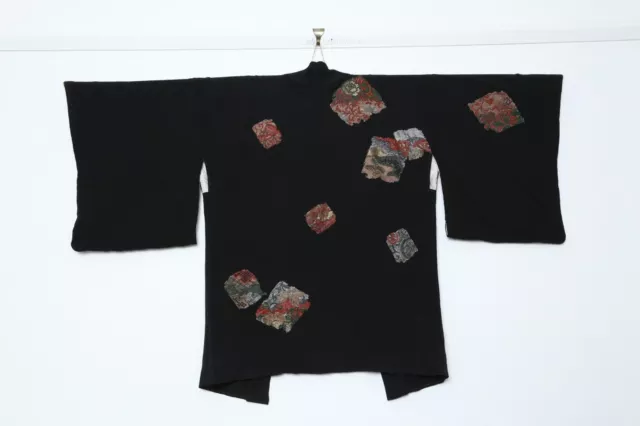 Japanese kimono Haori Black Silk urushi 1960's