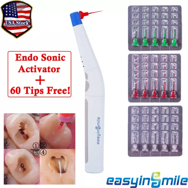 Dental Root Canal Endo Activator Sonic  Endodontic Irrigator Handpiece + 60 Tips