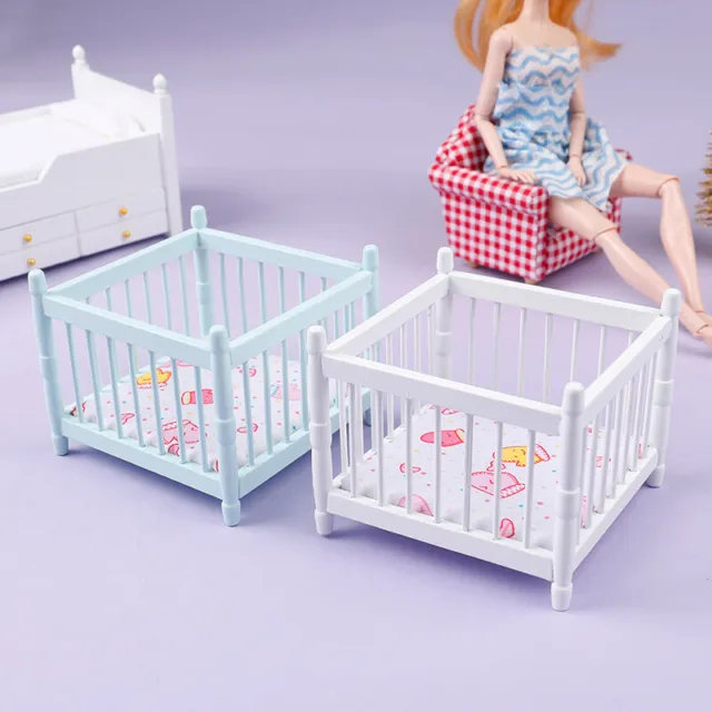 1:12 Dollhouse Miniature Baby Bed Wooden Cradle Nursery Room Furniture Model