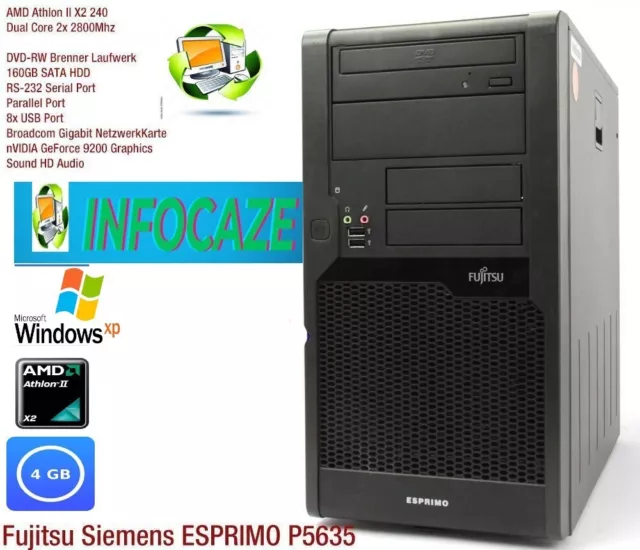 Fujitsu  Esprimo  Amd Athlon Ii X2 240 2.8Ghz/4Gb Ddr2/Windows Xp  Pro