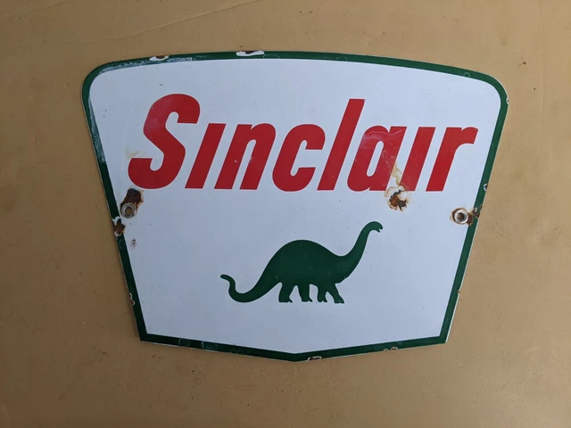 Vintage Sinclair Dino Gasoline Porcelain Enamel Gas Station Pump Sign