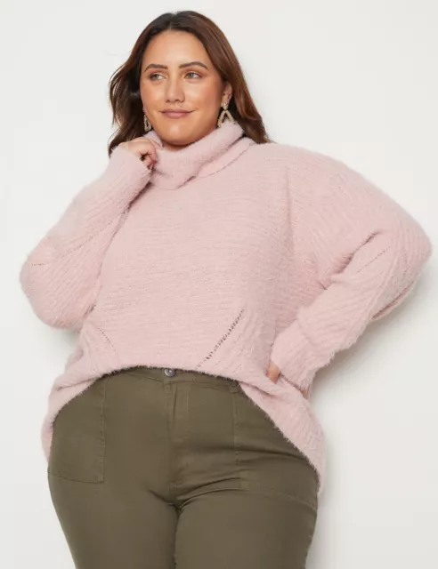 AU XS Plus Size - Womens Jumper - Long Winter Sweater - Pink Pullover