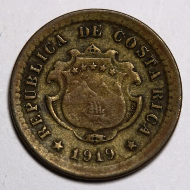 1919 Costa Rica 5 Centavos Coin KM# 147 ---500k Minted