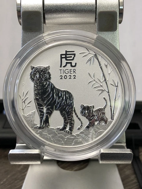 2022 2 oz .999 Silver Lunar Year of The Tiger Series III Perth Mint In Capsule