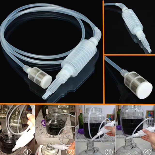 1 Weiß Heberfiltersatz Weinheber Abfüllen Wein Filtern Weinfilter Plastik❤2m L/P