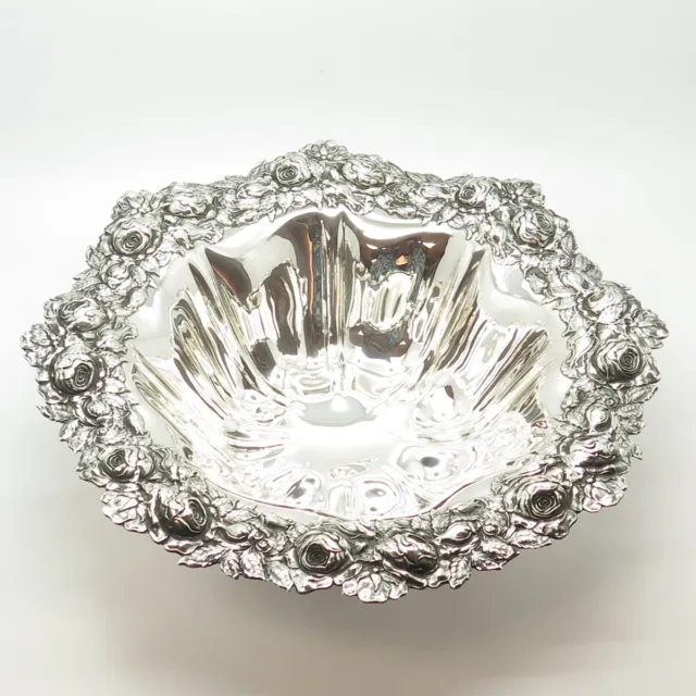 925 Sterling Silver Antique Art Deco Woodside Sterling Co. Rose Floral Dish