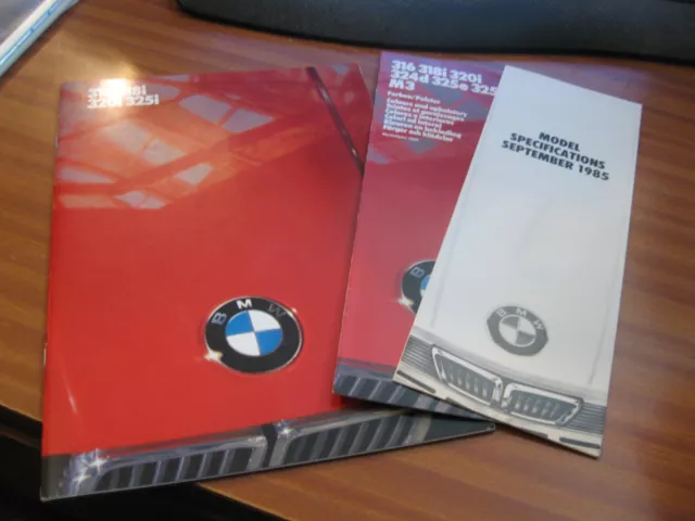 BMW 316 319i 320i 325i CAR CATALOGUE PLUS SPEC LIST AND COLOUR CHART 1985