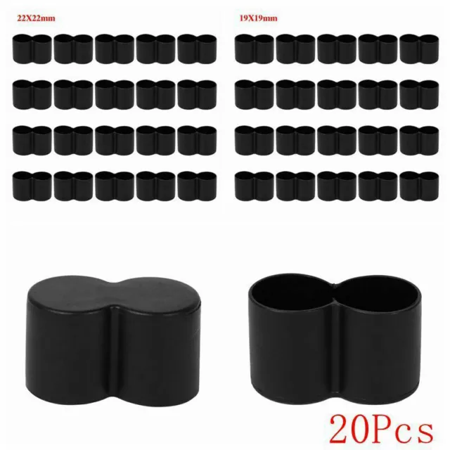 2 Double-Tube Chair Leg Tips Caps Furniture Table Feet End Cover Floor Protector