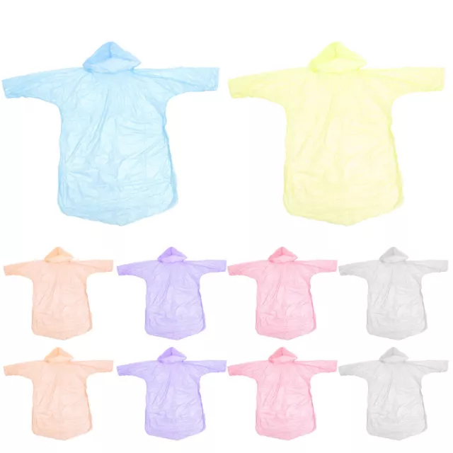 10 Piezas Poncho Desechable PVC Viaje Poncho de Lluvia Senderismo Para Niños Ropa de Lluvia